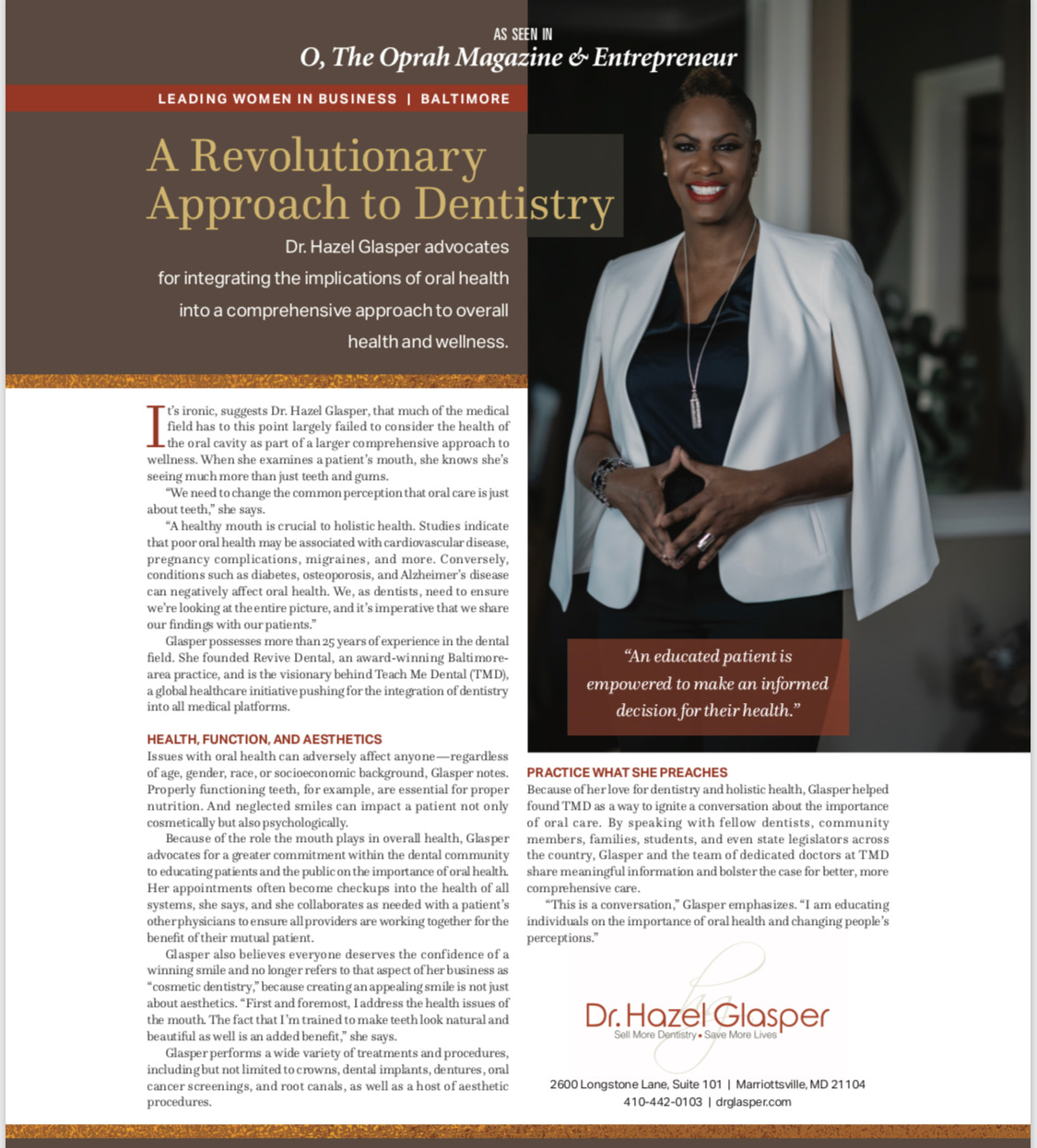 Dr. Hazel Glasper in O Magazine